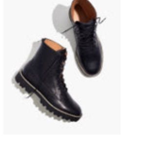 Madewell Citywalk lug sole boots,size 8, black